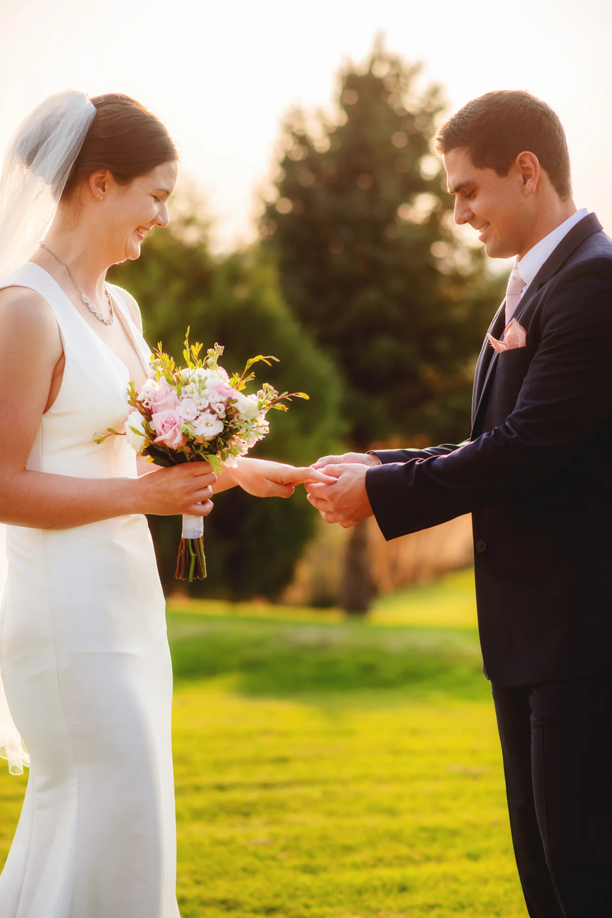 Couple exchanging vows during an intimate wedding ceremony