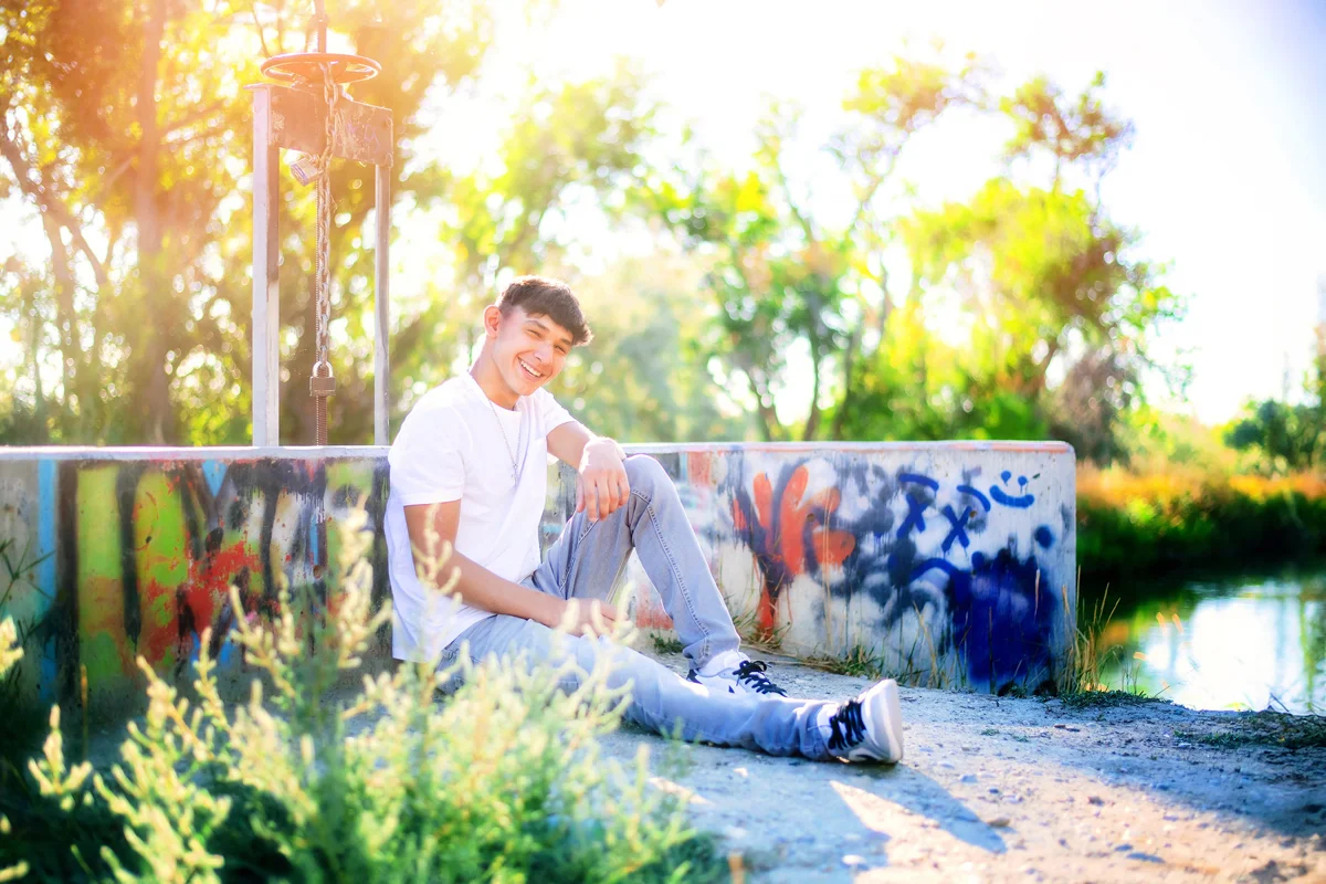 Senior portrait in a colorful outdoor setting